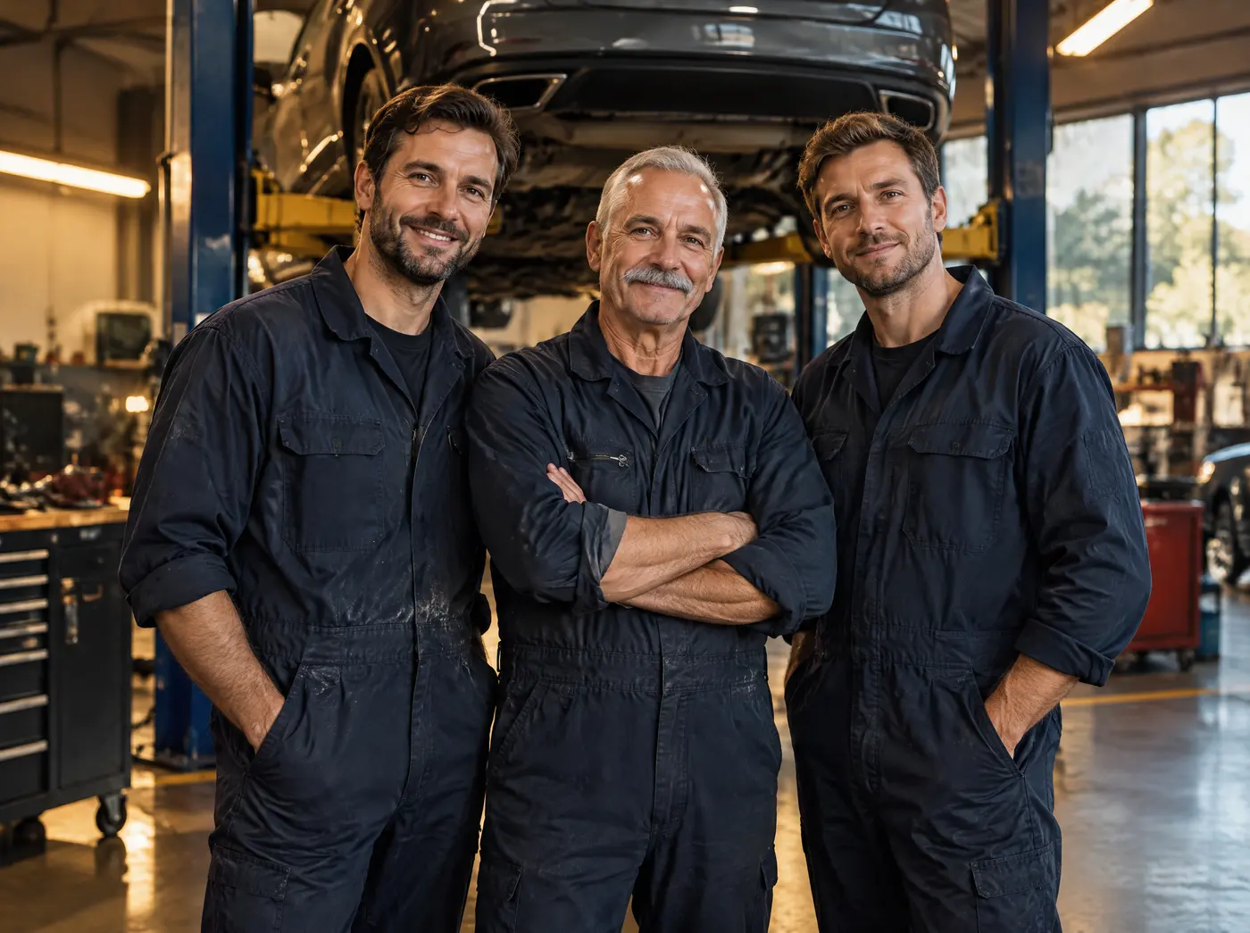 Otac i dva sina, četiri dizalice