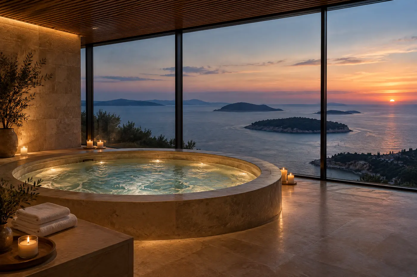 Jacuzzi na zadnjem katu, s pogledom na otoke